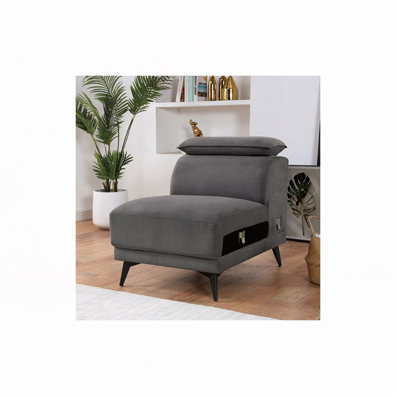 Fauteuil sans accoudoirs avec pieds en acier et coussin de dossier ajustable, Gris foncé