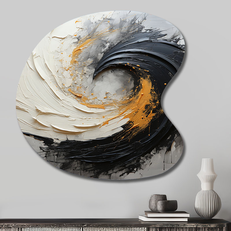 «Chisako - Abstract Spirals», art mural asymétrique en métal, reproduction d'art moderne de forme unique, H 27 po x l 27 po