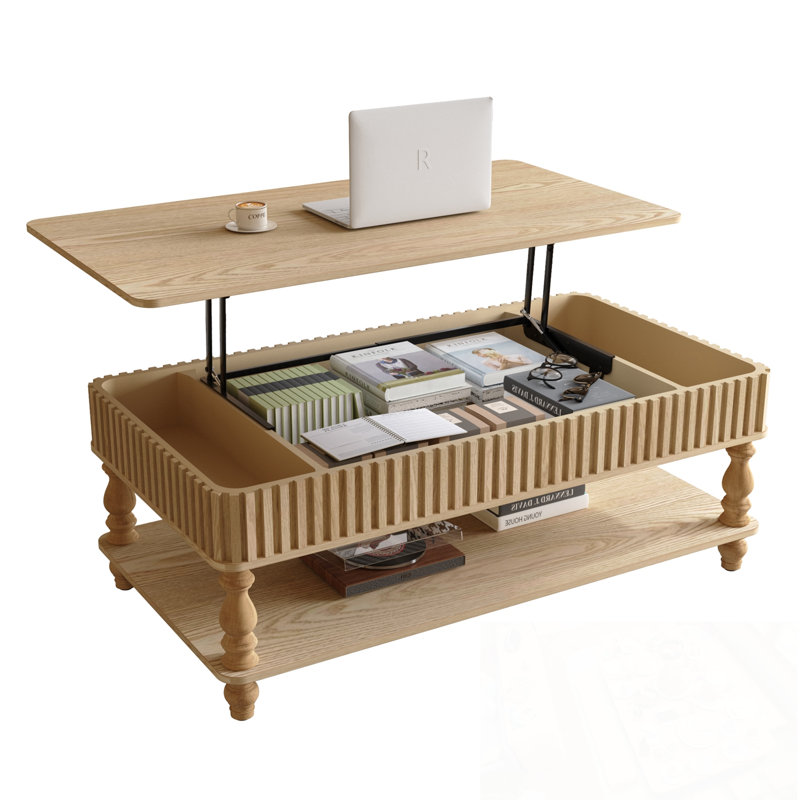 Plateau relevable avec rangement, Naturel