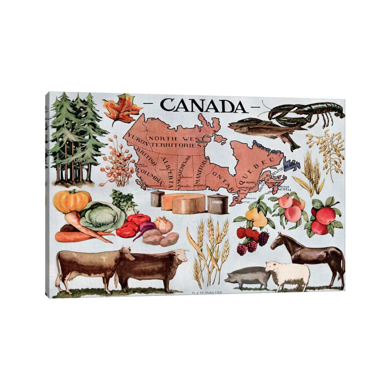 Canada's Natural Resources - Vintage Poster - Wrapped Canvas Print, 20.32 cm H x 30.48 cm W