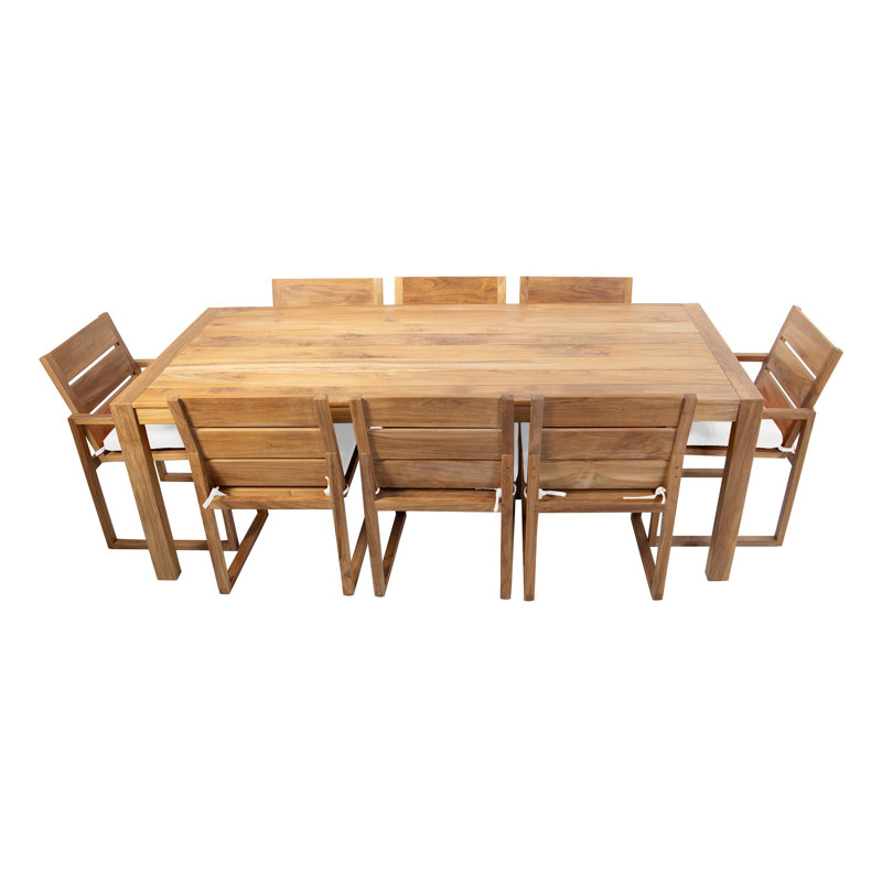9 - Piece Solid Wood Dining Set, Natural/Cocoa