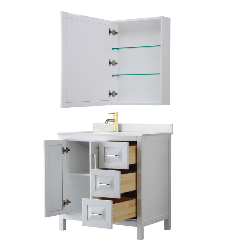 Daria 36'' W Vanity, White, Brushed Gold, Giotto Quartz