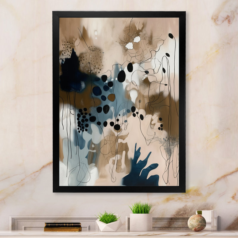 «Blue Reflections II», reproduction sur toile abstraite, Cadre photo noir, L 12 po x H 20 po