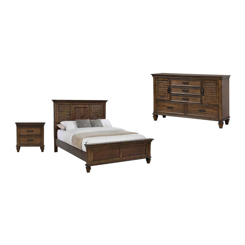 Ensemble de chambre à coucher 3 pièces avec commode Giglia, Blanc antique, Grand
