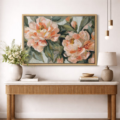 Blush Floral Botanical Artwork, Bedroom Room Pictures, Framed Canvas Giclee Print Wall Art