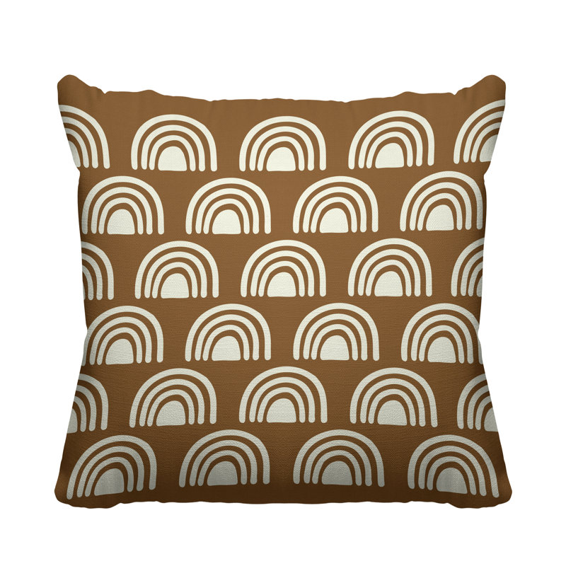 Coussin décoratif à motif abstrait, L 17 po x H 17 po, Noyer