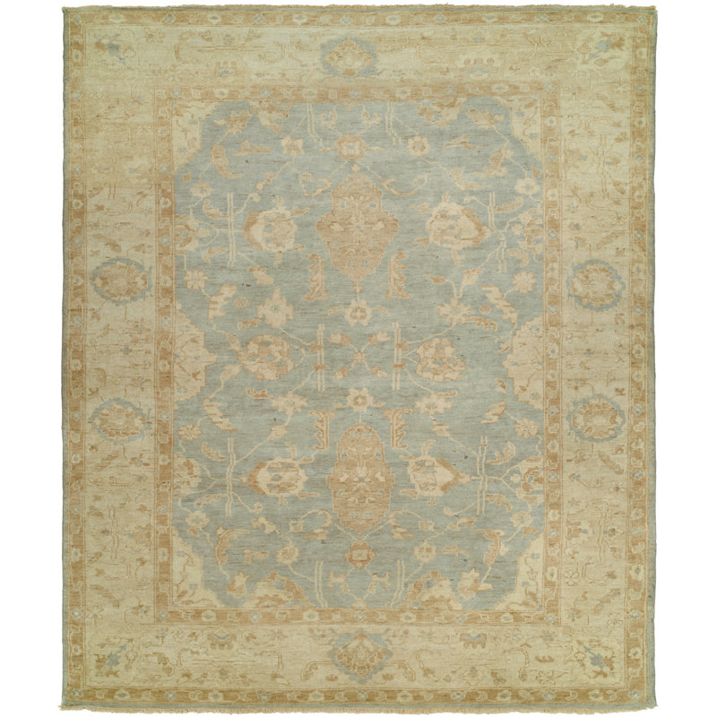 Wool Ikat Area Rug in Blue, Rectangle 3' x 5'