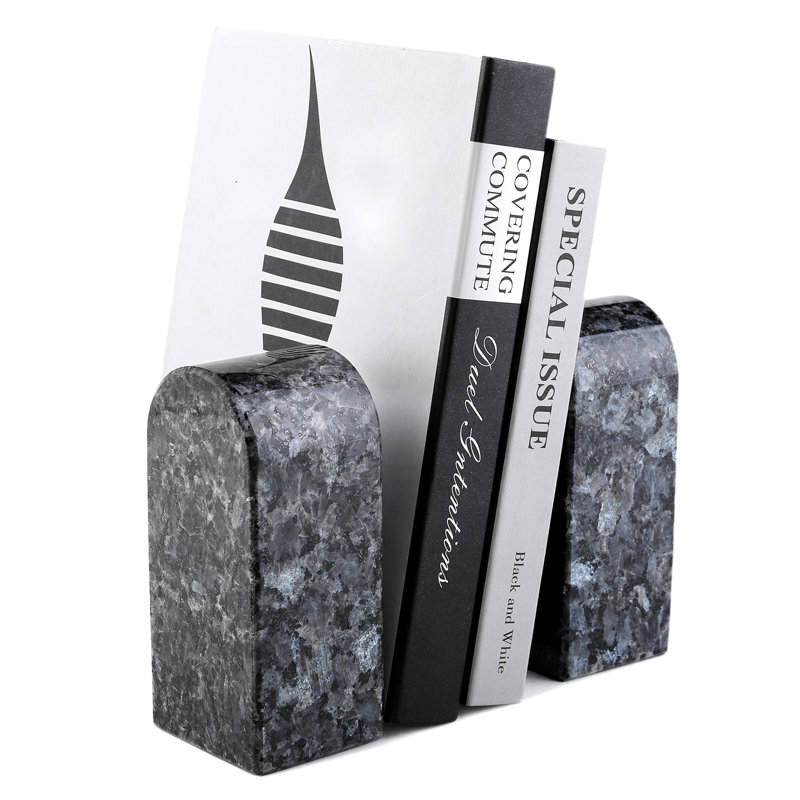 Serre-livres en marbre (ensemble de 2), Noir / Beige, H 2,3 po x l 2,54 po x P 5,66 po