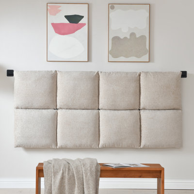 Linen Upholstered Wall-Mounted Headboard With Adjustable Height, Beige