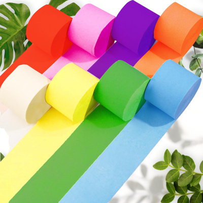 8 Rainbow Crepe Paper Streamers 656ft Pack
