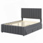 Lit plateforme double tapissier avec lit gigogne simple et 3 tiroirs, tissu en lin