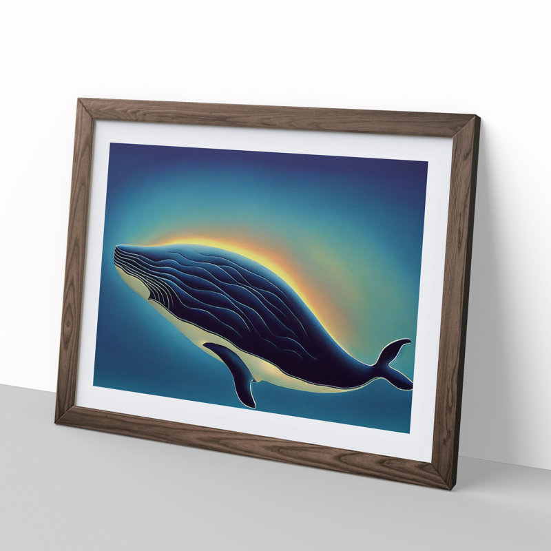 Whale Art Vol.2 - Framed Print, 46cm H x 64cm W x 2cm D, Walnut Framed