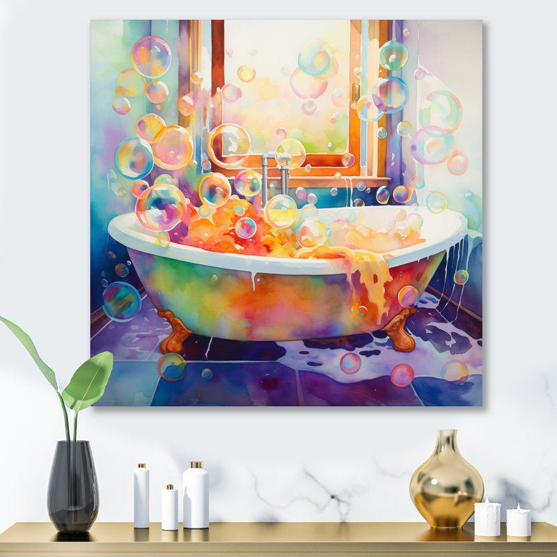 Bath Impressionist Bubbles - Bath & Laundry Metal Wall Art Prints, 36" H x 36" W x 1" D