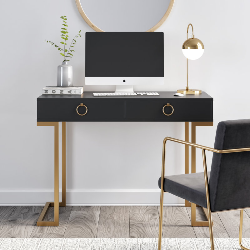Leighton Metal Base Writing Desk, Black