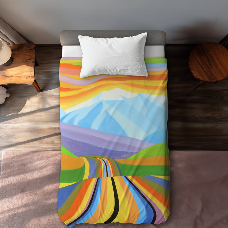 Mountain Road Multicolored Yellow Duvet Cover | Home Decor