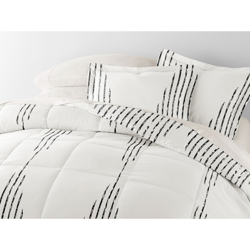 Full Gray and White Microfiber Diamond Stripe Bedding Set