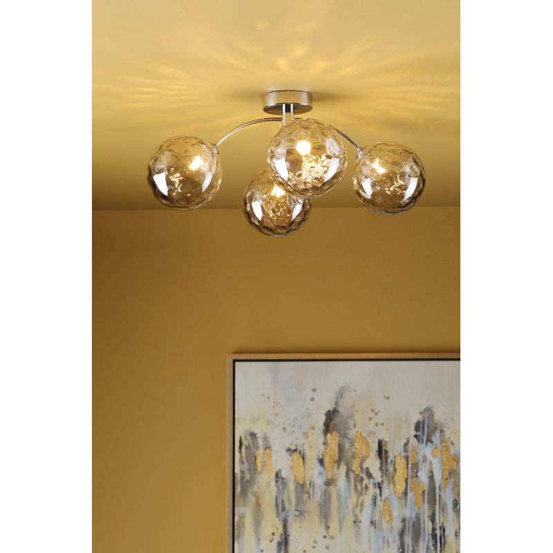 IZZY 4LT SEMI FLUSH POL CHR CW GLS 150MM, Polished Chrome/Smoked