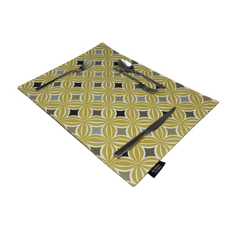 Amethy Cotton Geometric Rectangle Placemat, Ochre Yellow