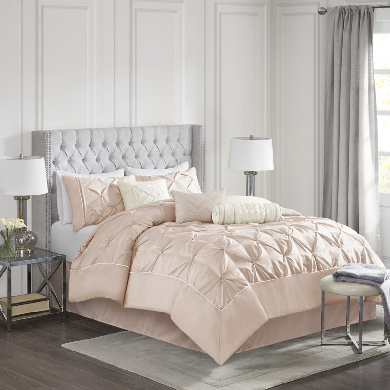 Édredon 7 pièces - magnifique décor de chambre à coucher, édredon, taies décoratives, coussins décoratifs, jupe de lit, fer à vapeur pour éliminer les plis, superbe style, décor à 100%