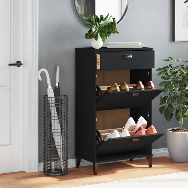 8 Pair Shoe Storage Cabinet, Black