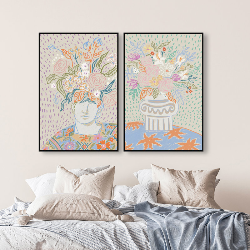Summer Flourish Set Set by Oliver Gal, 74"H x 50"W, Black Floater Frame