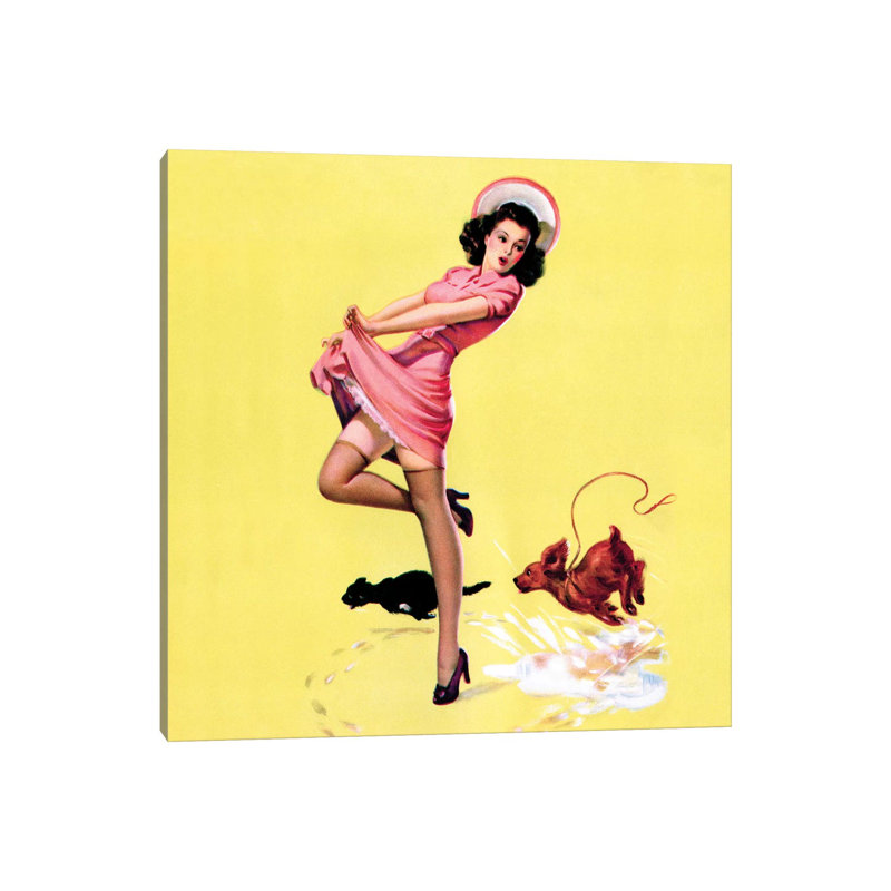 " Out Of Control Pin-up By Art Frahm Square " by Piddix, 12" H x 12" W x 0.75" D
