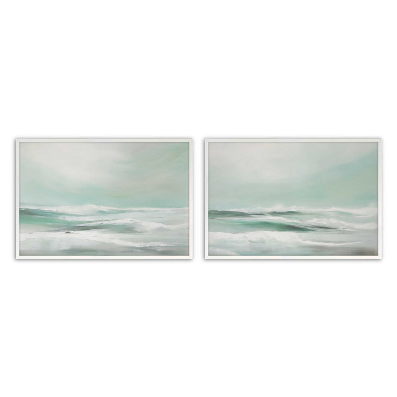 Serene Swells, ensemble de 2 impressions,, Blanc opaque, H 17 po x l 42 po