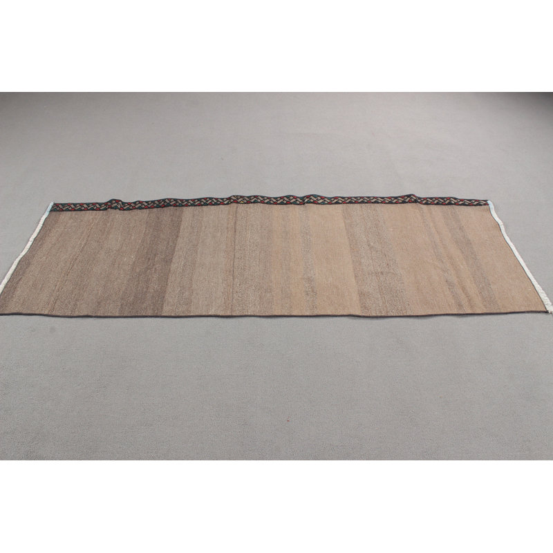 Tapis de couloir rétro Kilim en brun pour couloir et cuisine d'Anatolia