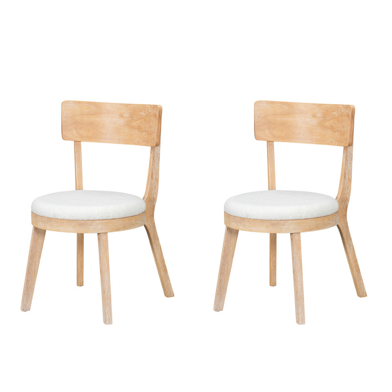 Chaises de salle à manger rembourrées modernes en A de 2, de couleur beige et naturelle, fabriquées en tissu de bois d'hévéa, confortables pour les repas prolongés, 2 chaises à solution compacte, tissu, confort rembourré épais,