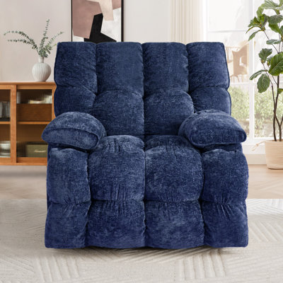 Oversized Soft  Chenille Swivel Rocker Recliner Chair For Living Room by Latitude Run