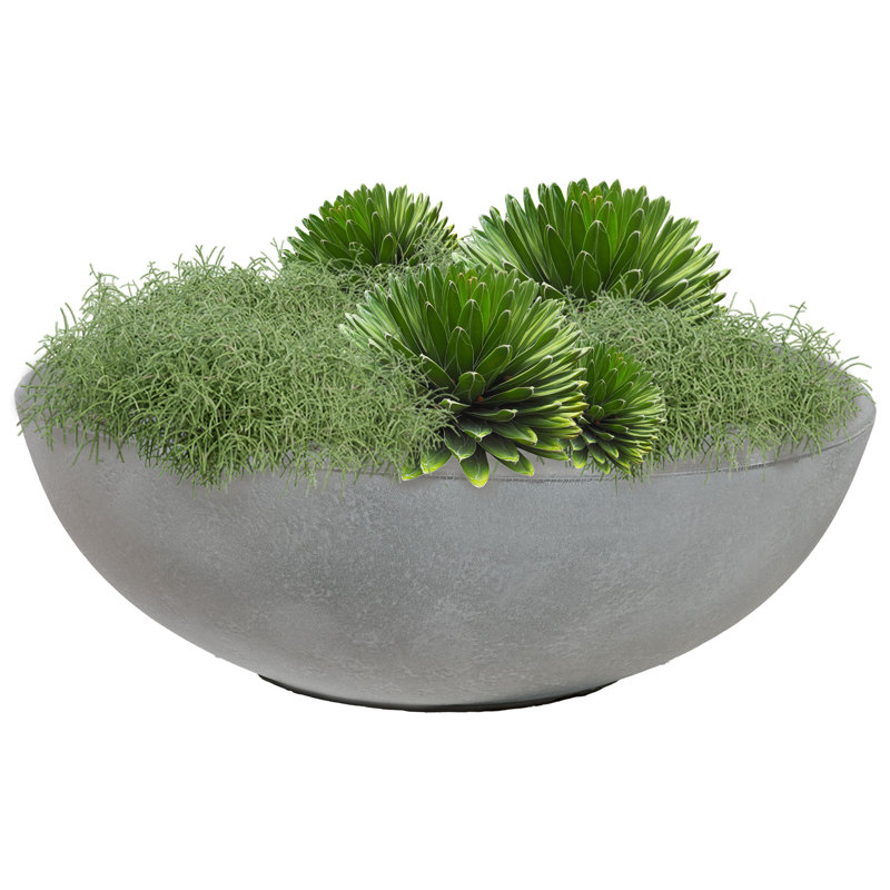 Pot de fleurs rond en polyrésine pour l'extérieur 20,75 po x 20,75 po x 11,5 po Ascend - gris - ensemble de 2, Gris, 2