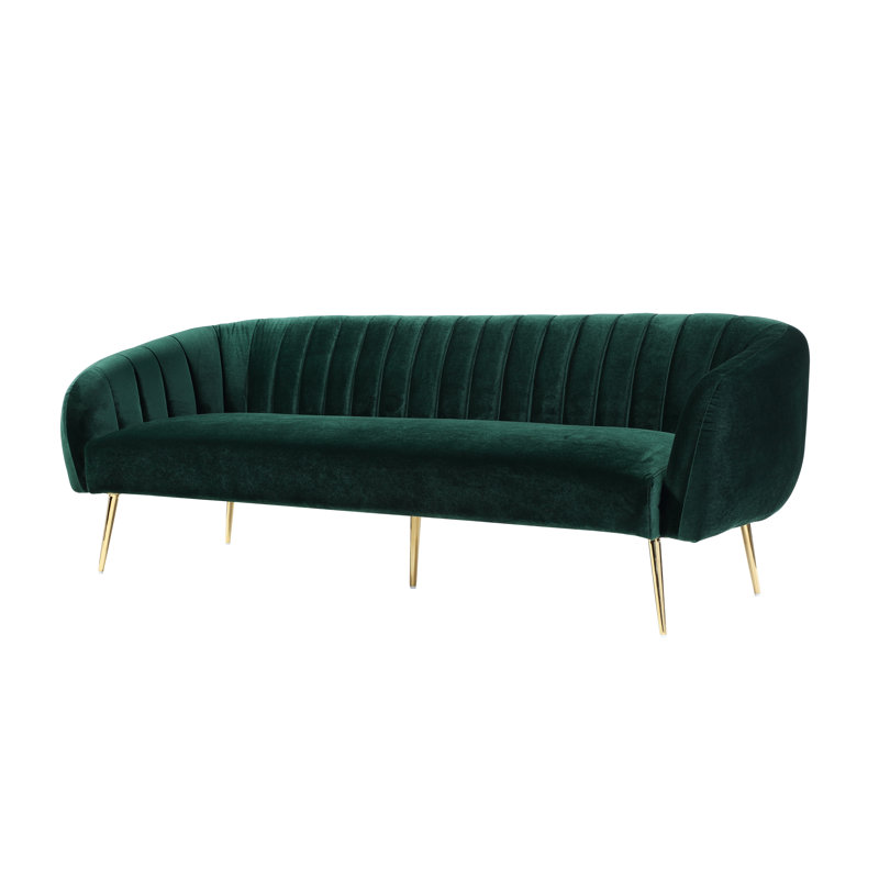 Hilda 74'' Velvet Sofa, Navy Velvet, Green Velvet