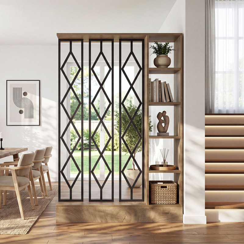 Cloison de style rustique en bois de 70,8 pouces de hauteur avec tablettes ouvertes pour la chambre à coucher du salon