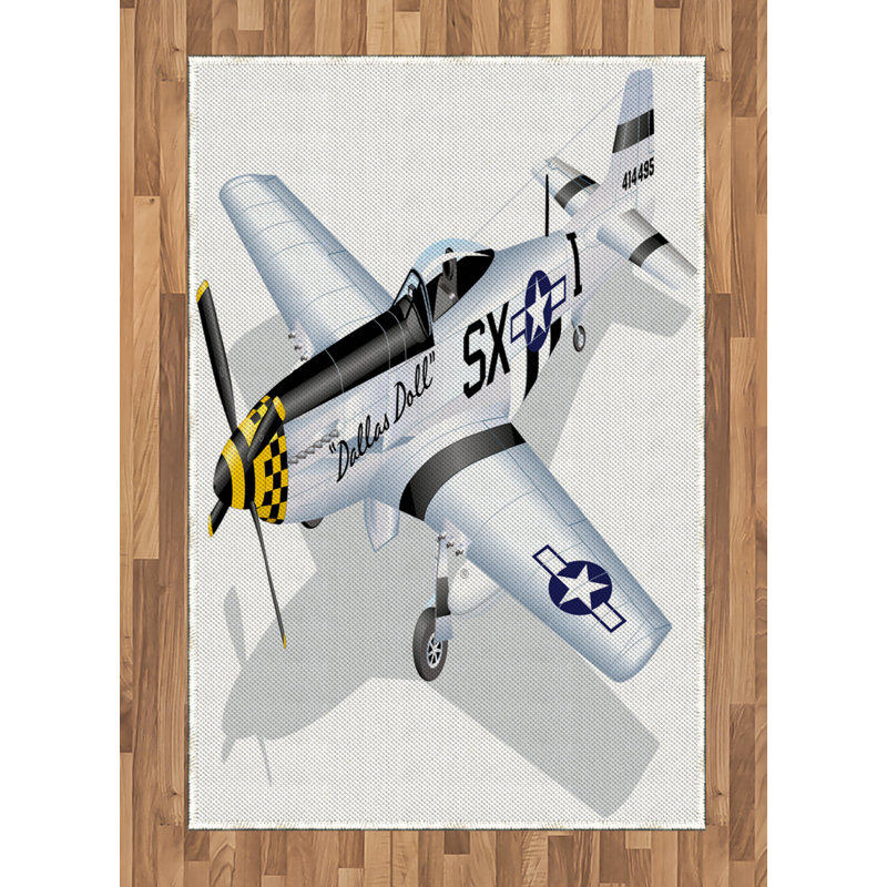 Tapis décoratif à fibres longues haute densité en polyester et coton à motif d'avion de style rétro