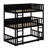 Triple Wood Bunk Bed, With Ladders, Guardrails Detachable Bunk Bed-322936121