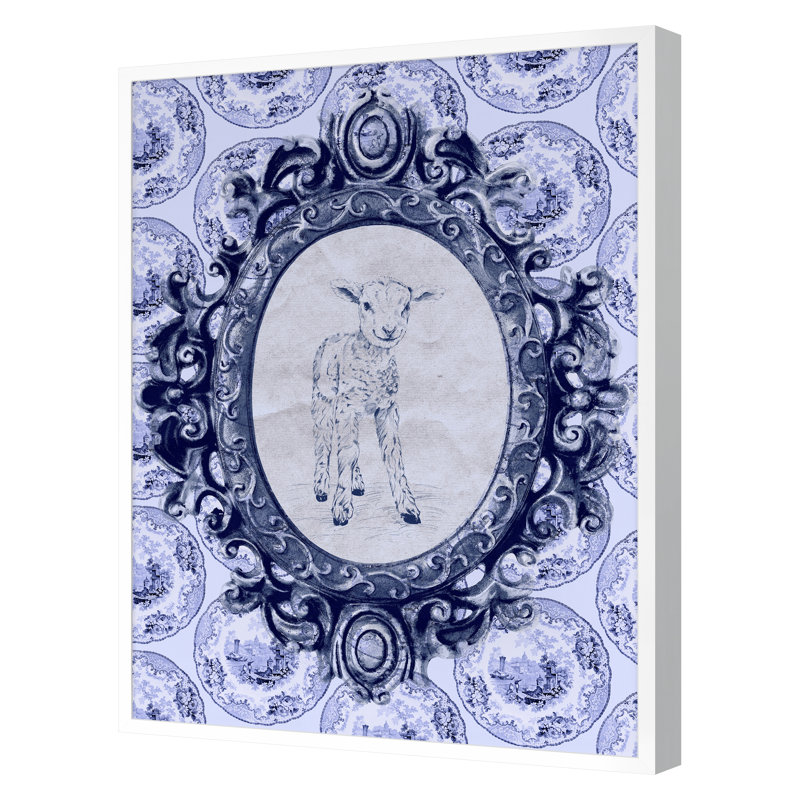 Toile Lamb Print by THE Studio, White Framed, 36" H x 27" W