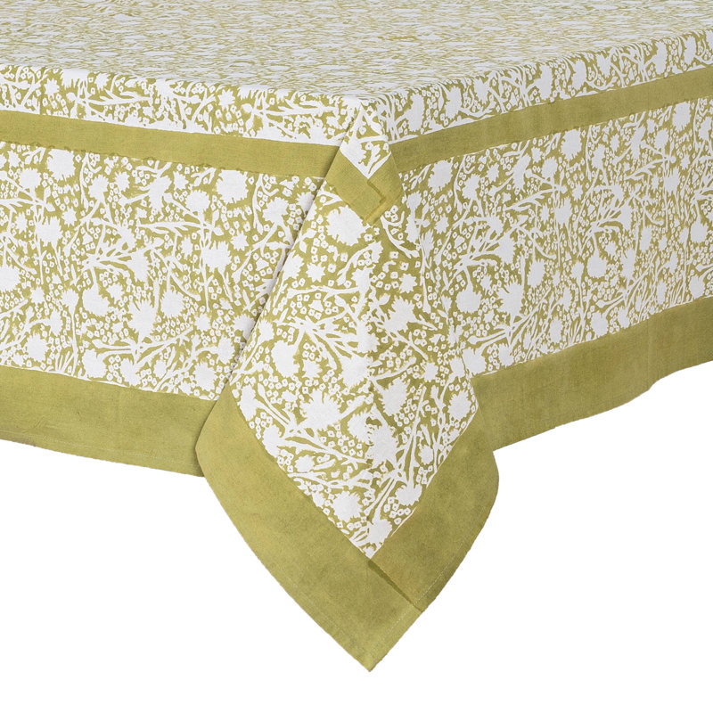 Meadows Handmade Floral Tablecloth, Vert, 71" Square