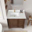 Meuble-lavabo simple 36 po avec plateau en pierre de quartz blanc Friedliese-233469382