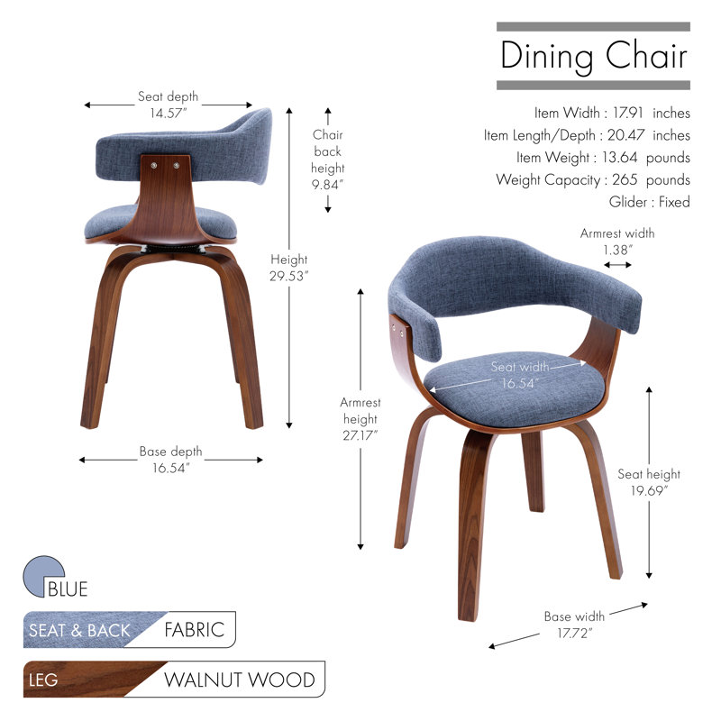 Fauteuil pivotant rembourré en tissu Alamgir, Bleu