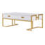 Table basse moderne moderne avec 4 tiroirs et base dorée de 47,3 po-1127754274