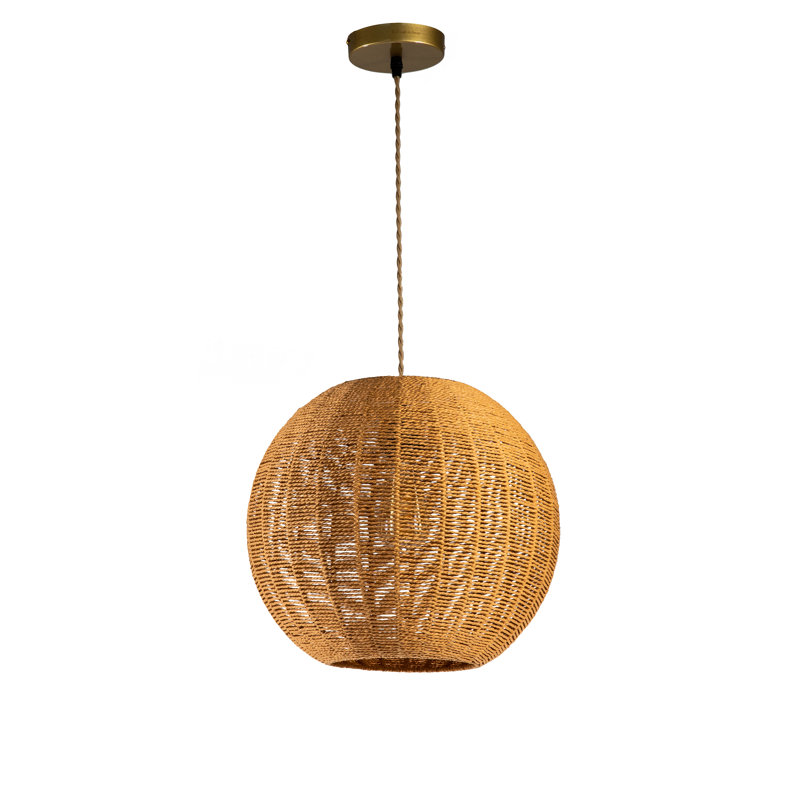 Luminaire suspendu en rotin 1 lumière tissé