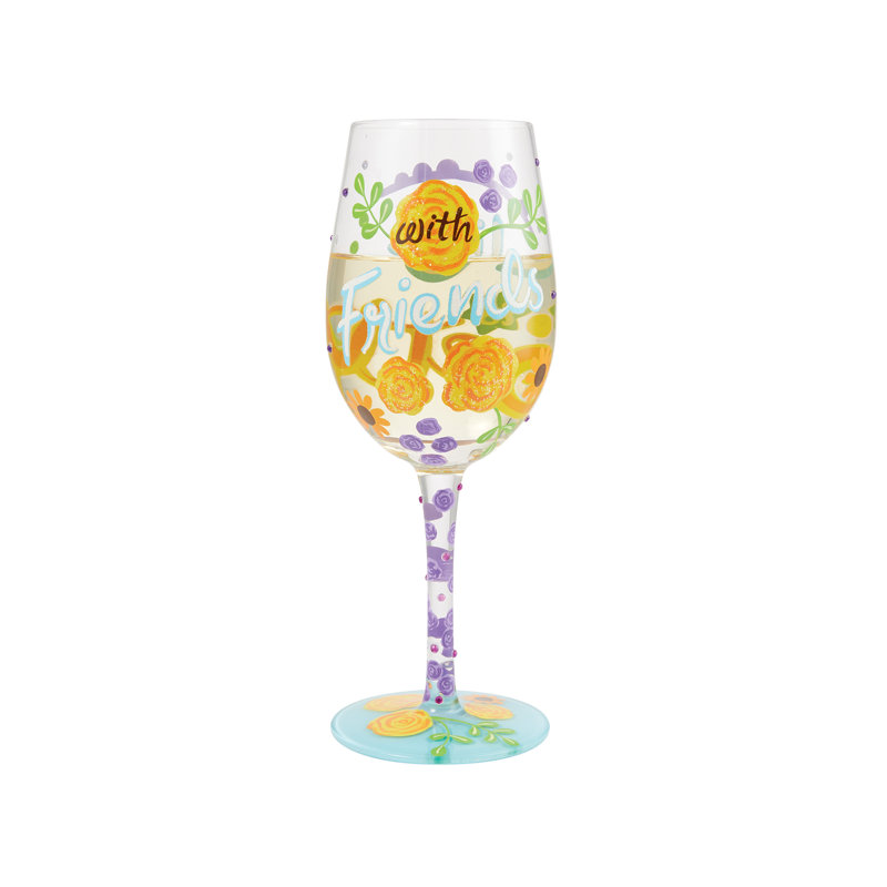 Verre à vin peint à la main 9 po Lolita Life with Friends