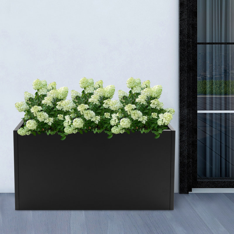 Metal Planter Box, Black, 20" H x 38" W x 16" D