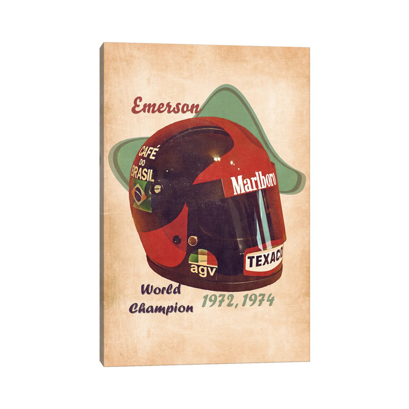 Emerson Fittipaldi's Helmet Retro - Wrapped Canvas Painting, 101.6 cm H x 66.04 cm W x 3.175 cm D
