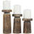 Mango Wood Handmade Minimalistic Bell Shaped Pillar Decorative  Candle Holder Set-1454927292