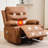 37.6" Wide Oversized Manual Recliner with Massage and Heat, PU Leather Swivel Rocker Chair with Cup Holder-1265600597-1265600595