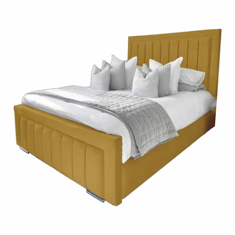 Abianna Upholstered Bed, Small Double (4'), Turmeric