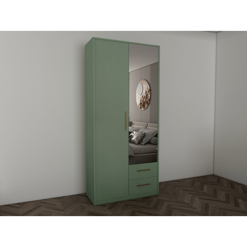 Pamel 2 Door Manufactured Wood Wardrobe, Green