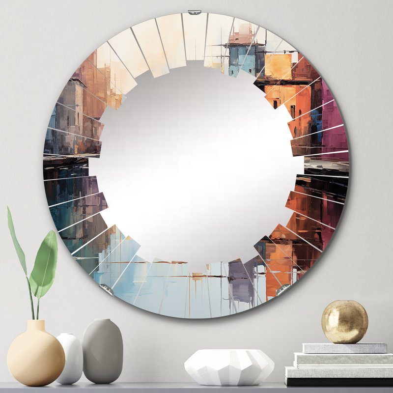 Zarazoga - Miroir mural abstrait rond, 24 po x 24 po