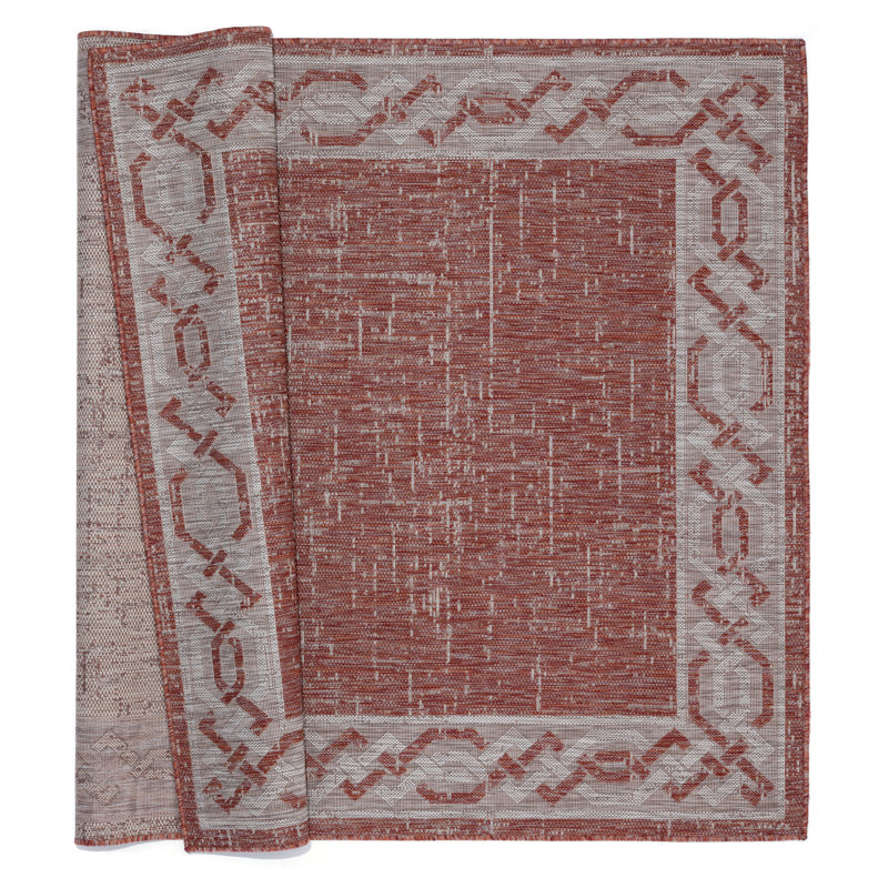 Tapis intérieur / extérieur rose Mcclinton, Rectangle 7 pi 10 po x 10 pi 6 po